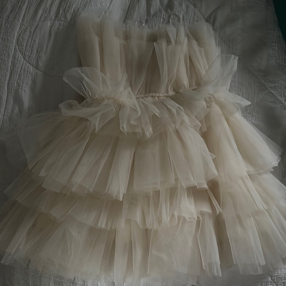 ivory/cream puff mini dress